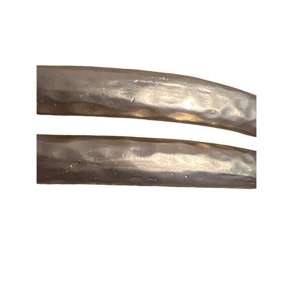 Matte Gold Tone Hammered Double Cuff Bracelet Layered 1/2" Wide Sitting at 6.25" - Picture 2 of 5